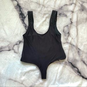 Black crochet one piece swimsuit